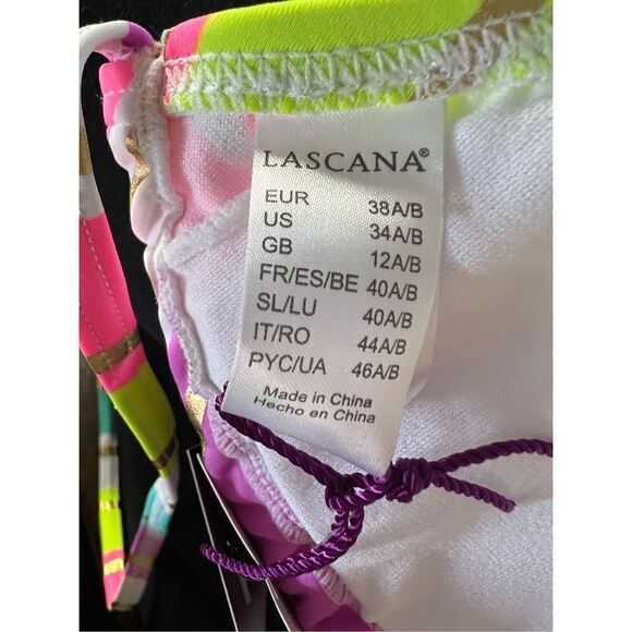 Lascana Women's Multi-Color Striped Print String Bikini Top Size 34 A/B NWT - Picture 3 of 5